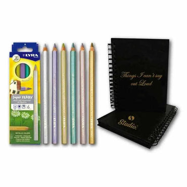 Studio Black Paper Notebook with LYRA Metallic Color Pencils The Stationers